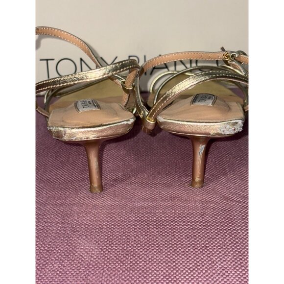 Tony Bianco Florida Sandals in Gold Nappa Metallic Gold 8 Womens Low Heels - Picture 8 of 12